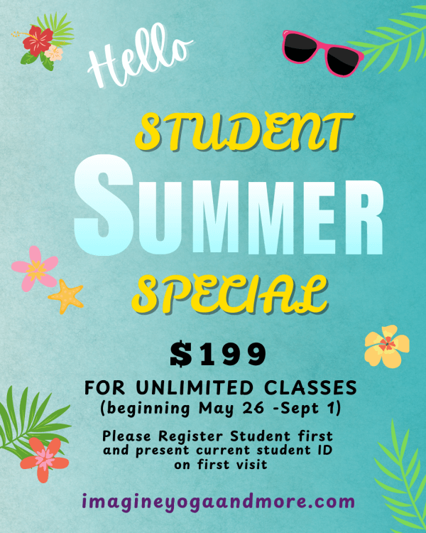 Imagine Yoga Student Summer Special 199